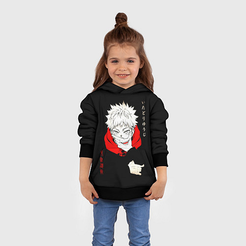 Детская толстовка Магическая битва Итадори двуликий / 3D-Черный – фото 4