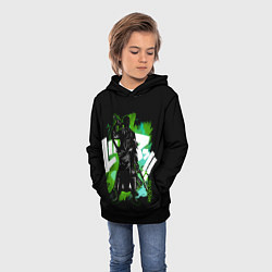 Толстовка-худи детская One Piece силуэт Ророноа Зоро, цвет: 3D-черный — фото 2