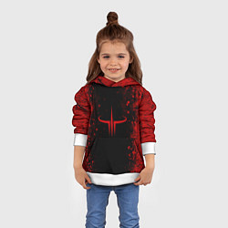 Толстовка-худи детская Red Quake 3 emblem on a black abstract background, цвет: 3D-белый — фото 2