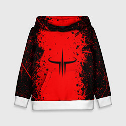 Толстовка-худи детская Quake 3 emblem on an abstract background, цвет: 3D-белый