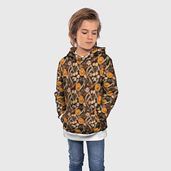 Толстовка-худи детская Новогодний орнамент с корицей и дольками апельсина, цвет: 3D-белый — фото 2