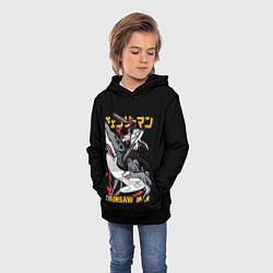 Толстовка-худи детская Человек бензопила на акуле Бим, цвет: 3D-черный — фото 2