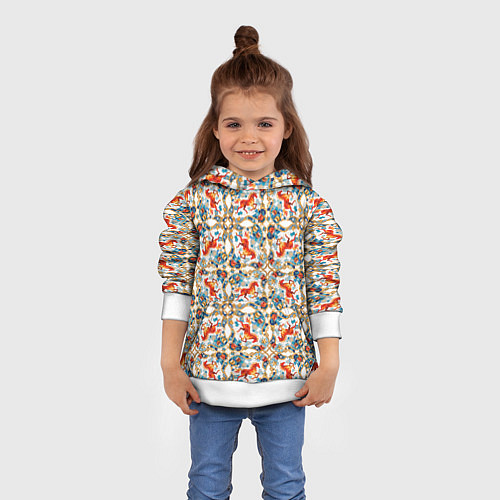 Детская толстовка Орнамент с лошадью - символом Нового 2026 года / 3D-Белый – фото 4