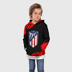 Толстовка-худи детская Атлетико Мадрид красные краски, цвет: 3D-белый — фото 2