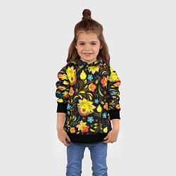 Толстовка-худи детская Хохлома узор, цвет: 3D-черный — фото 2