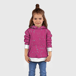 Толстовка-худи детская Color pink brown squares, цвет: 3D-белый — фото 2