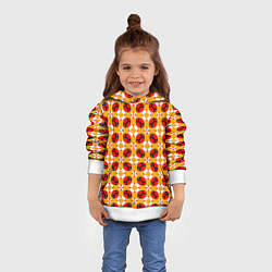 Толстовка-худи детская Цветочная геометрия красно-желтая, цвет: 3D-белый — фото 2