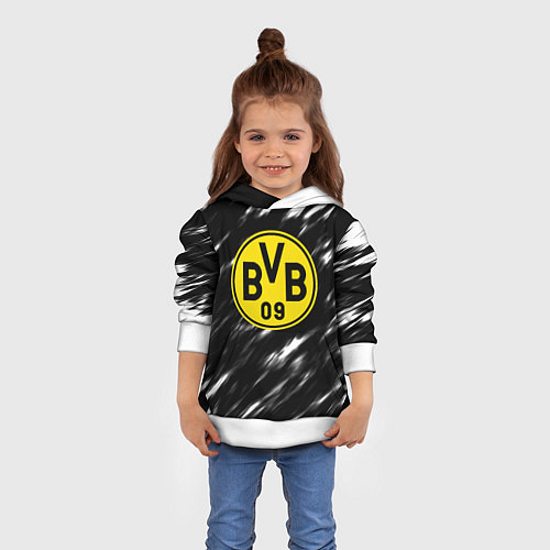 Детская толстовка Borussia штрихи красок текстура / 3D-Белый – фото 4