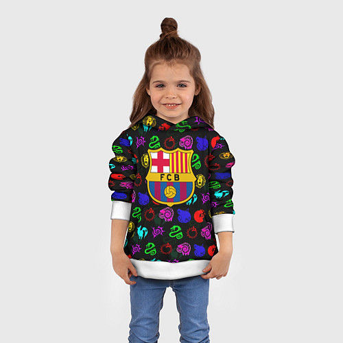 Детская толстовка Barcelona neon games logo / 3D-Белый – фото 4