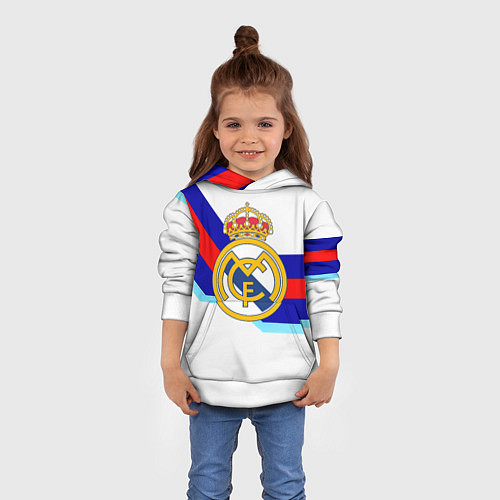 Детская толстовка Real Madrid текстура полосы / 3D-Белый – фото 4