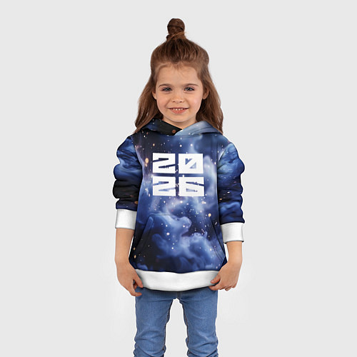 Детская толстовка 2026 синяя дымка с искрами / 3D-Белый – фото 4