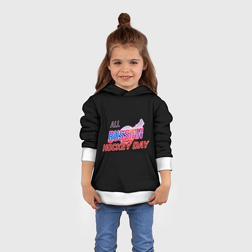 Детская толстовка Всероссийский день хоккея / 3D-Белый – фото 4