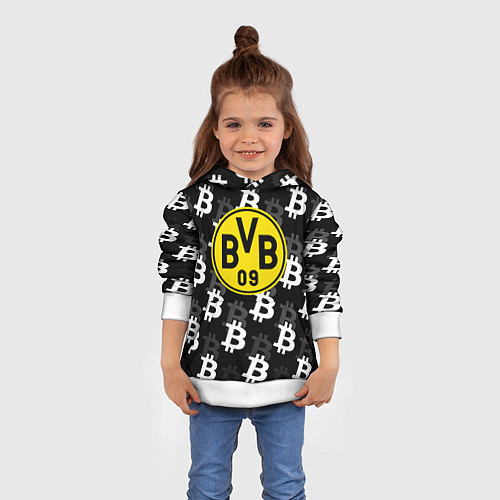 Детская толстовка Borussia биткоин паттерн / 3D-Белый – фото 4