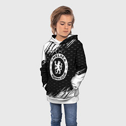 Толстовка-худи детская Chelsea штрихи красок текстура, цвет: 3D-белый — фото 2