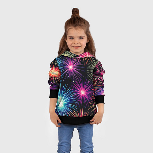 Детская толстовка Стилизованный праздничный салют / 3D-Черный – фото 4