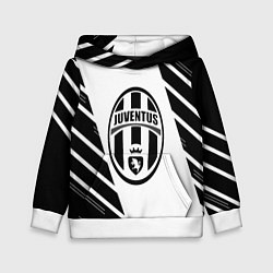 Толстовка-худи детская Ювентус полосы геометрия, цвет: 3D-белый