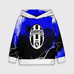 Толстовка-худи детская Ювентус шторм молнии текстура, цвет: 3D-белый