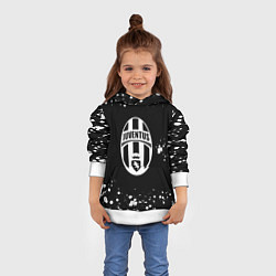 Толстовка-худи детская Ювентус белые краски всплеск, цвет: 3D-белый — фото 2