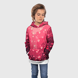Толстовка-худи детская Розовый с сердечками паттерн, цвет: 3D-белый — фото 2