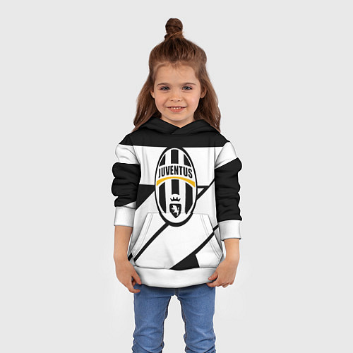 Детская толстовка Ювентус полосы геометрия линии / 3D-Белый – фото 4