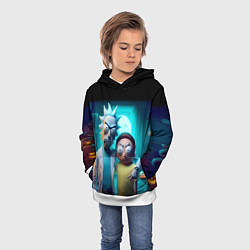 Толстовка-худи детская Rick with Morty - halloween night, цвет: 3D-белый — фото 2