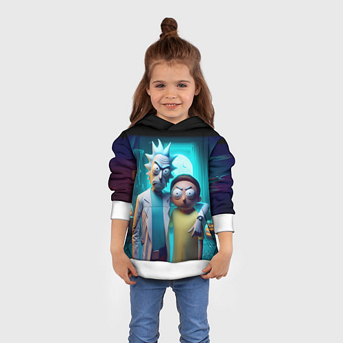Детская толстовка Rick with Morty - halloween night / 3D-Белый – фото 4