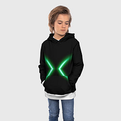 Толстовка-худи детская Neon green lines, цвет: 3D-белый — фото 2