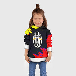 Толстовка-худи детская Juventus краски текстура штрихи, цвет: 3D-белый — фото 2