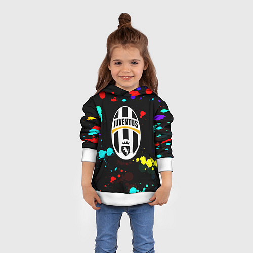Детская толстовка Ювентус брызги красок неон / 3D-Белый – фото 4
