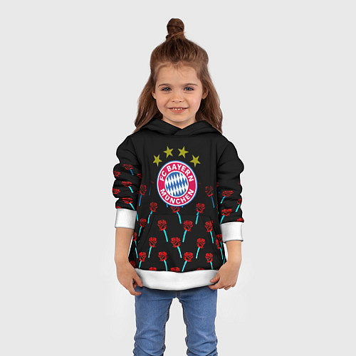 Детская толстовка Бавария Мюнхен розы паттерн / 3D-Белый – фото 4