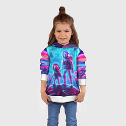 Толстовка-худи детская Космонавты Рик и Морти на планете неоновых грибов, цвет: 3D-белый — фото 2