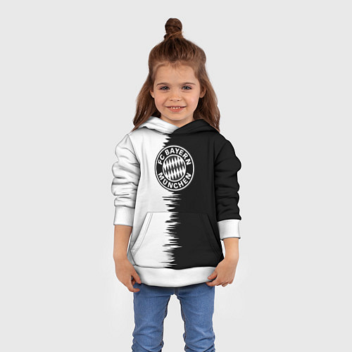 Детская толстовка Бавария Мюнхен черно белые штрихи / 3D-Белый – фото 4