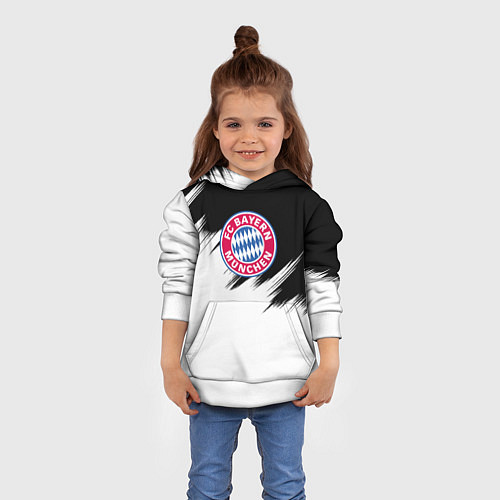 Детская толстовка Бавария Мюнхен черно белые штрихи / 3D-Белый – фото 4