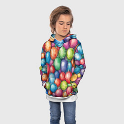 Толстовка-худи детская Россыпь новогодних шаров, цвет: 3D-белый — фото 2
