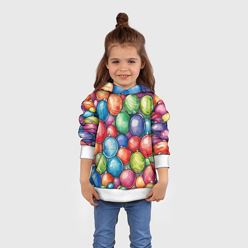 Детская толстовка Россыпь новогодних шаров / 3D-Белый – фото 4