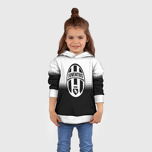 Детская толстовка Juventus черно белая геометрия / 3D-Белый – фото 4