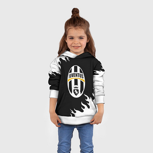 Детская толстовка Juventus белый огонь текстура / 3D-Белый – фото 4