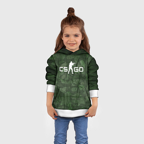 Детская толстовка Эмблема CS GO на камуфляжном фоне / 3D-Белый – фото 4