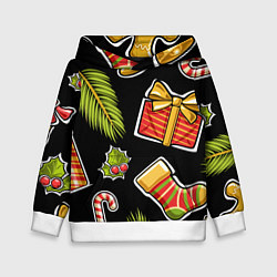 Толстовка-худи детская Рождественский вайб, цвет: 3D-белый