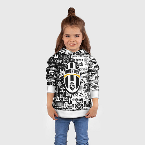 Детская толстовка Juventus рок музыка / 3D-Белый – фото 4