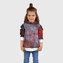 Толстовка-худи детская Абстракция - red rust on blue, цвет: 3D-белый — фото 2