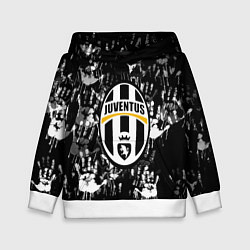 Толстовка-худи детская Ювентус текстура руки краски, цвет: 3D-белый