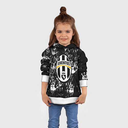 Детская толстовка Ювентус текстура руки краски / 3D-Белый – фото 4