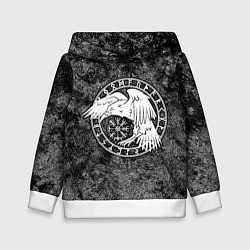 Детская толстовка Ворон в круге рун и компас вегвизир