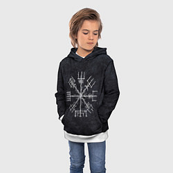 Толстовка-худи детская Мистический компас рун вегвизир, цвет: 3D-белый — фото 2