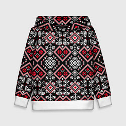 Толстовка-худи детская Славянский орнамент обережный, цвет: 3D-белый