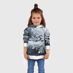 Толстовка-худи детская Снежинка на черно белое, цвет: 3D-белый — фото 2