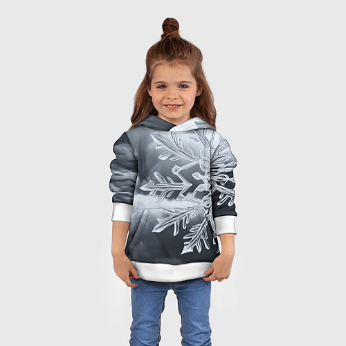 Детская толстовка Снежинка на черно белое / 3D-Белый – фото 4
