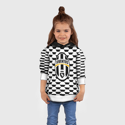 Детская толстовка Juventus геометрия черно белая / 3D-Белый – фото 4