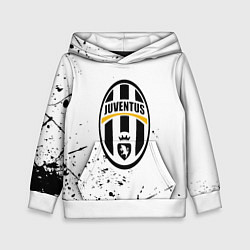 Толстовка-худи детская Ювентус черные краски всплеск, цвет: 3D-белый